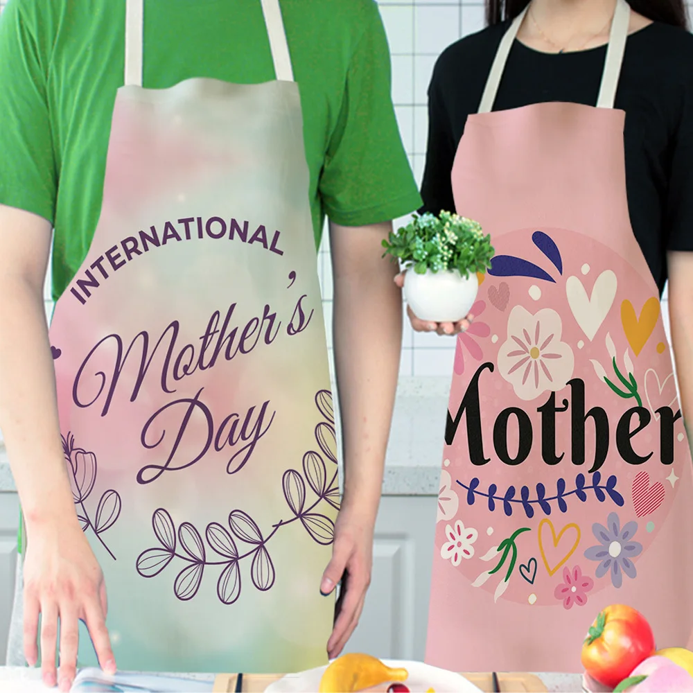 New Mother\'s Day Kitchen Apron Antifouling Cotton Linen women Chef Cooking Aprons Kitchen accessories 55x68cm