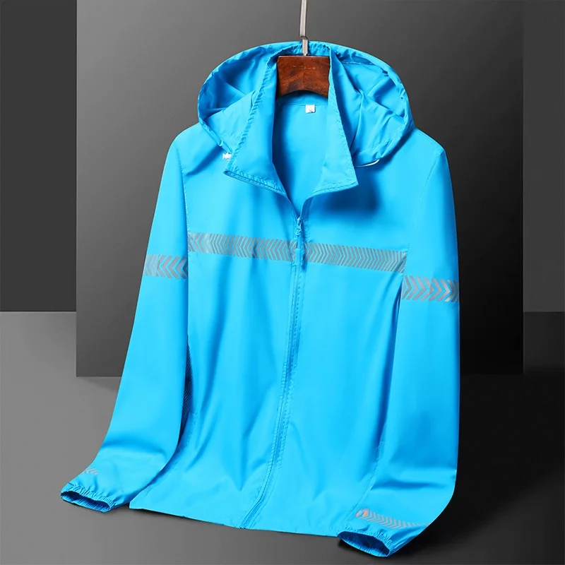 

Современная модная куртка с отражающими полосами для мужчин, летняя, свободного кроя, для защиты от солнца, больших размеров