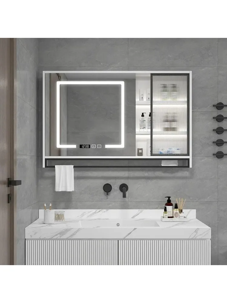 Smart Mirror Cabinets Bath Wall-mounted Storage Solid Wood Mirror Cabinets Industrial Style Home Furniture