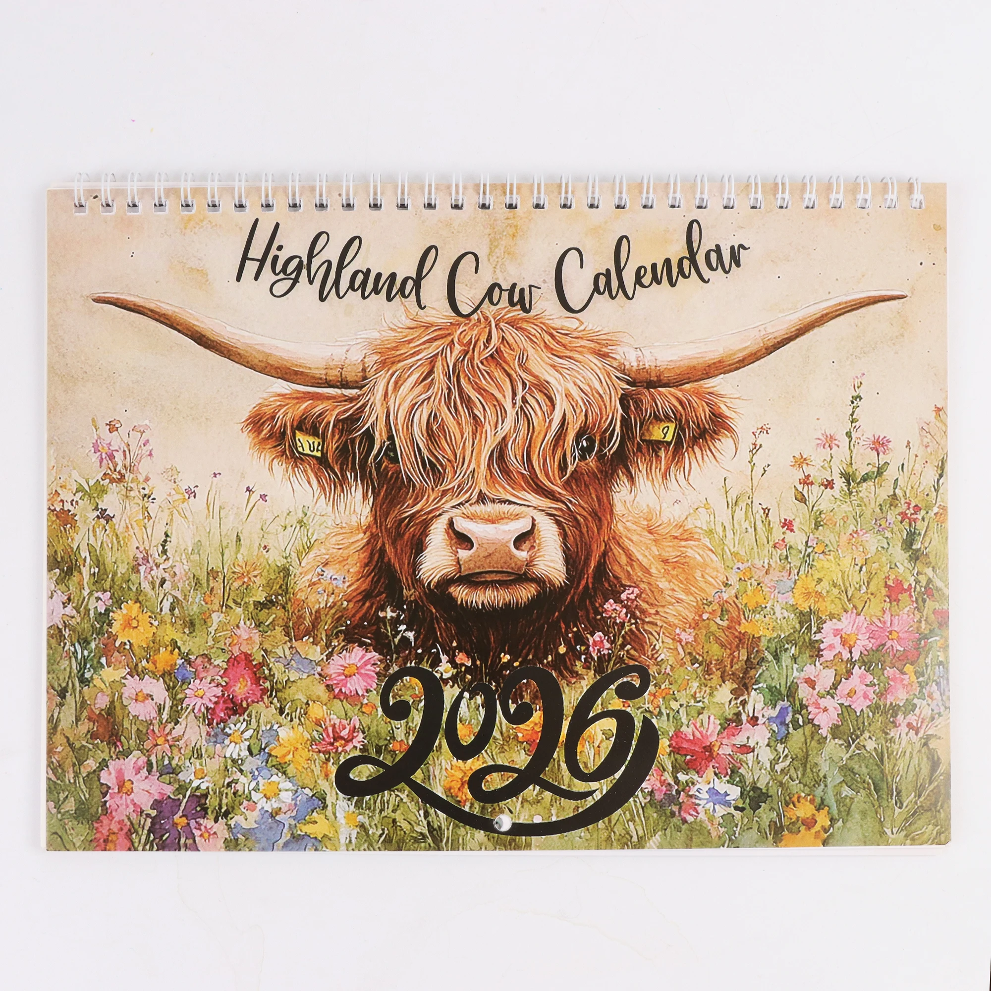 

2026 Highland Cattle Wall Calendar | Whimsical Highland Cattle bathtub design featuring large, vibrant imagery for home decor