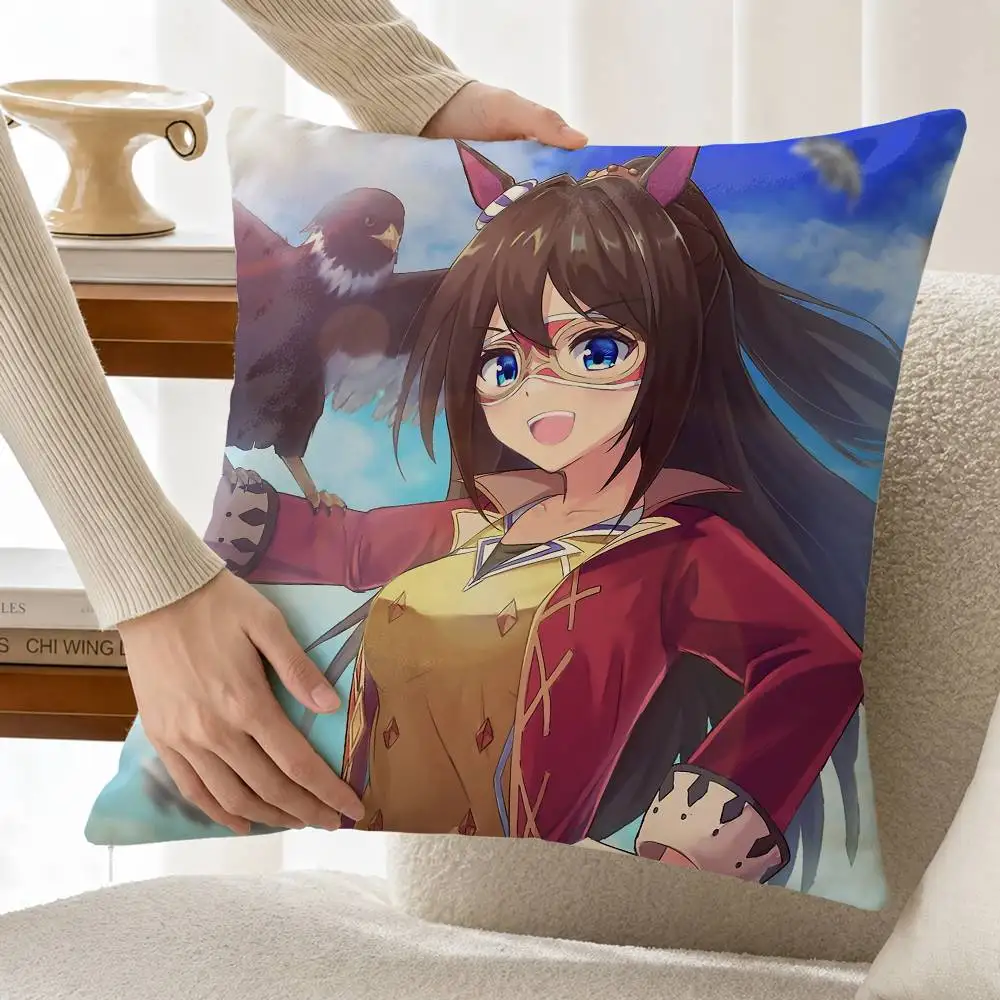 Umamusume-P-D E-El Condor Pasa Customizable Square Pillow case Double Sided Print Sofa Bedroom Decor Cushion Cover