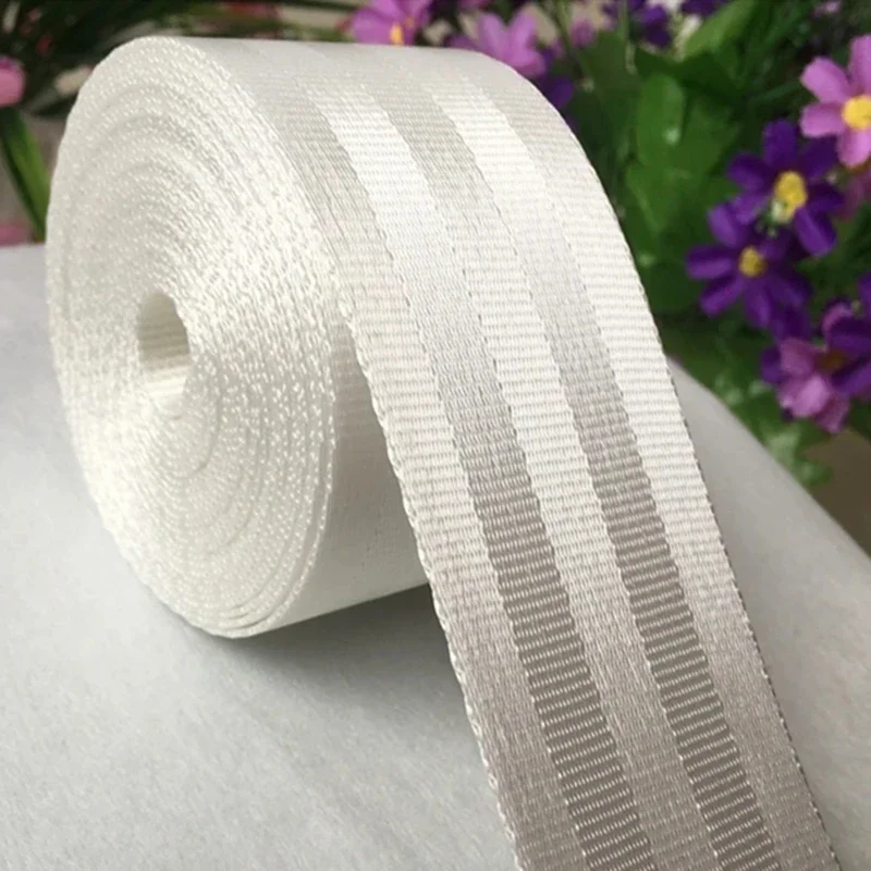 White racing Belt car seat accessories Auto safety  Polyester webbing racing seat belt 3.5 to 30 Meter/roll for front rear row