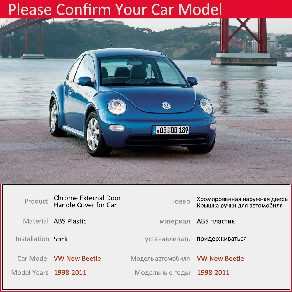 for Volkswagen VW New Beetle 1998~2011 Chrome Door Handle Cover Trim Catch Car Set Styling Accessories 1999 2000 2001 2002 2005 view 6