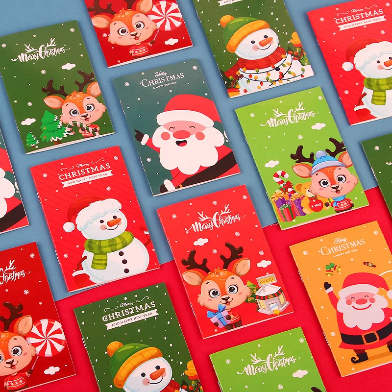 Cartoon Christmas Notebook Kawaii Christmas Man Snowman Notepad Portable Pocket Notepad Student Prizes Gifts