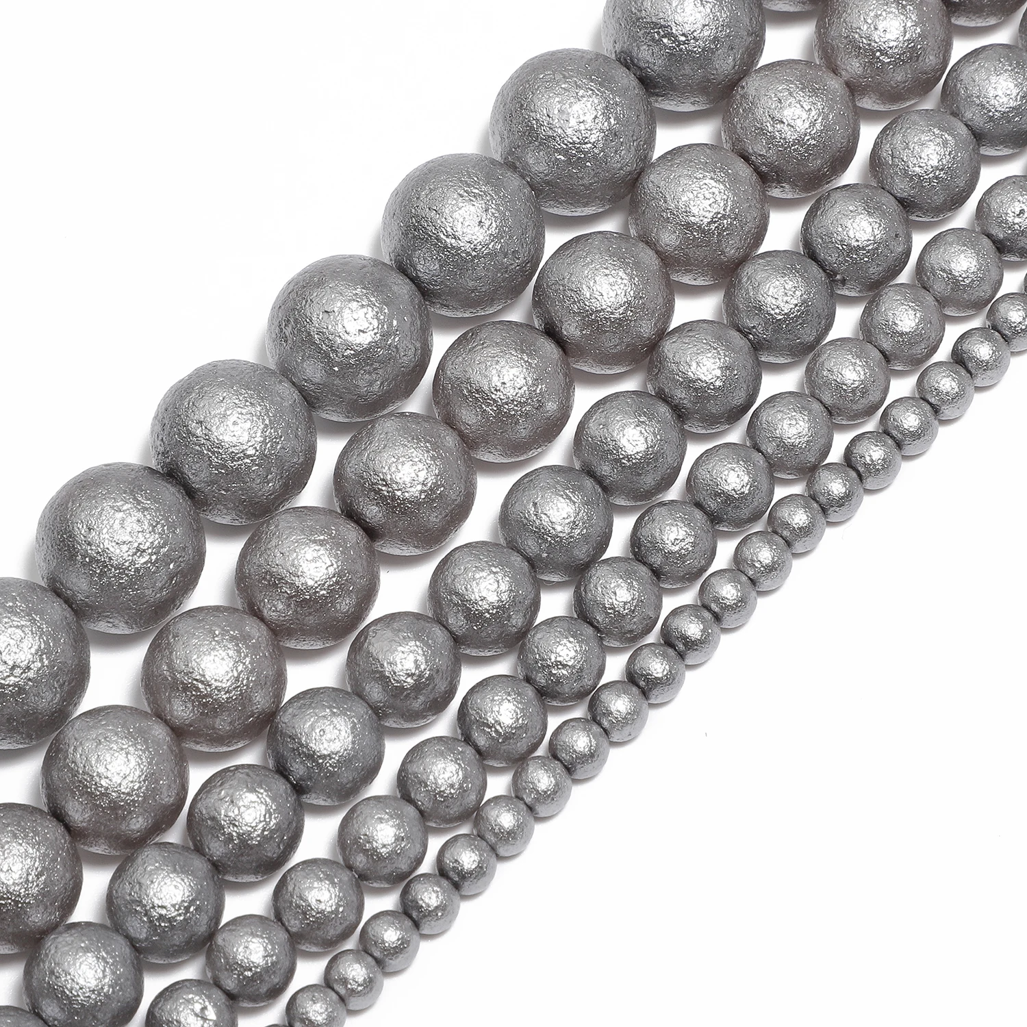 Wrinkle Imitation Pearls Gray Round Loose Glass Beads Garment Handmade DIY For Jewelry Making Wedding Birthday Bracelet