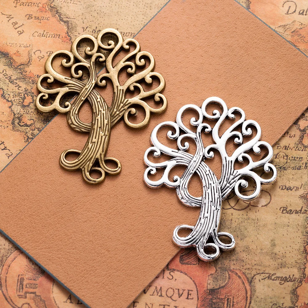 1PCS/Lot Life Tree Charms Antique Silver Color Zinc Alloy Large Size Pendants Bracelet Jewelry Making Accessory 72*56mm