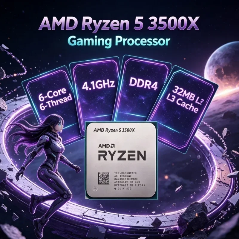 AMD Ryzen 5 3500X R5 6-Core 6-Thread PCIe 4.0 3.6GHz Up to 4.1GHz L3=32M 7nm 65W Socket AM4 DDR4 for Office Video Editing Design