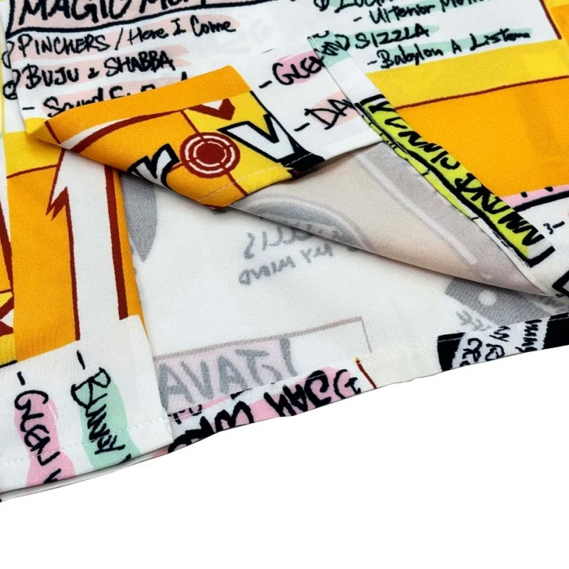 WACKO MARIA Yellow Newspaper Full Print Summer Brand Short Sleeve Shirt Trendy Holiday Clothing