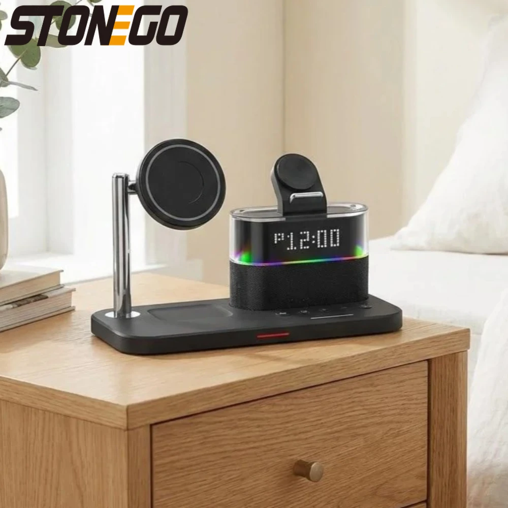 15W 5 in 1 Wireless Charging Pad Magnetic Charger for iPhone iWatch AirPods Samsung Galaxy Fast Charging Dock