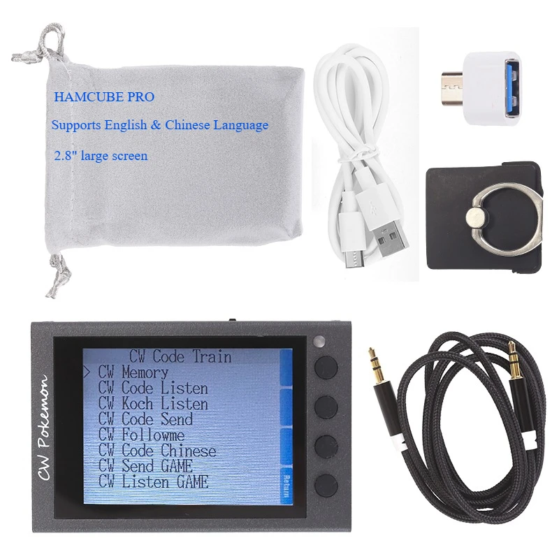 2.8inch LCDHAMCUBE PRO HAM CW Trainer Morse Code Trainer Supports English   Decoding