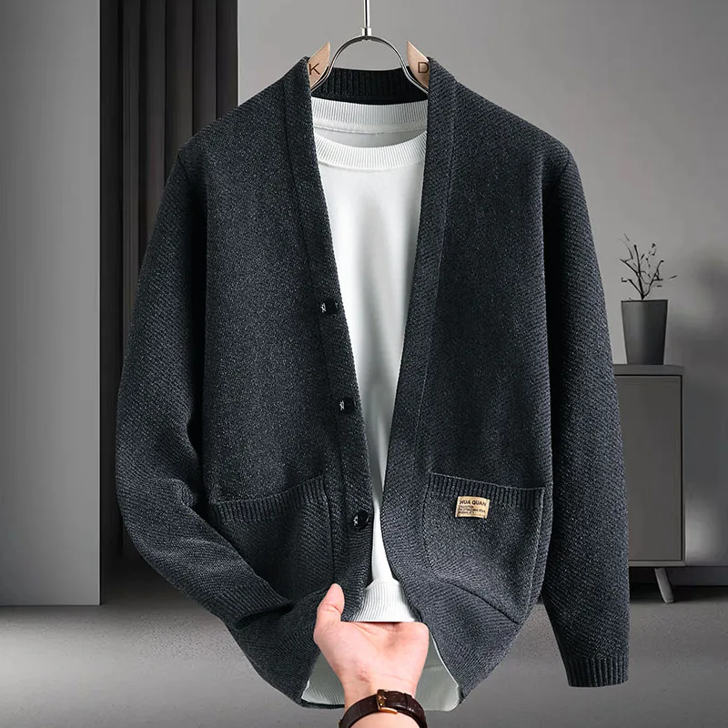 

Luxury Brand Man Long Sleeves Knitwear V-Neck Pilling-Resistant Easy Care Autumn Winter Cardigan Fashion Casual Men's Clothing
