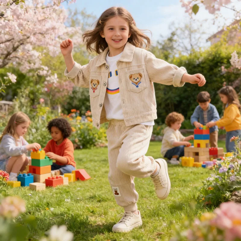 2026 Mutter-Kind-Kleidung Frühling Herbst Freizeitmantel+Hose Zweiteiliges Set Jungen Mädchen Jacke Kleinkind Mode Koreanischer Stil Kleidung