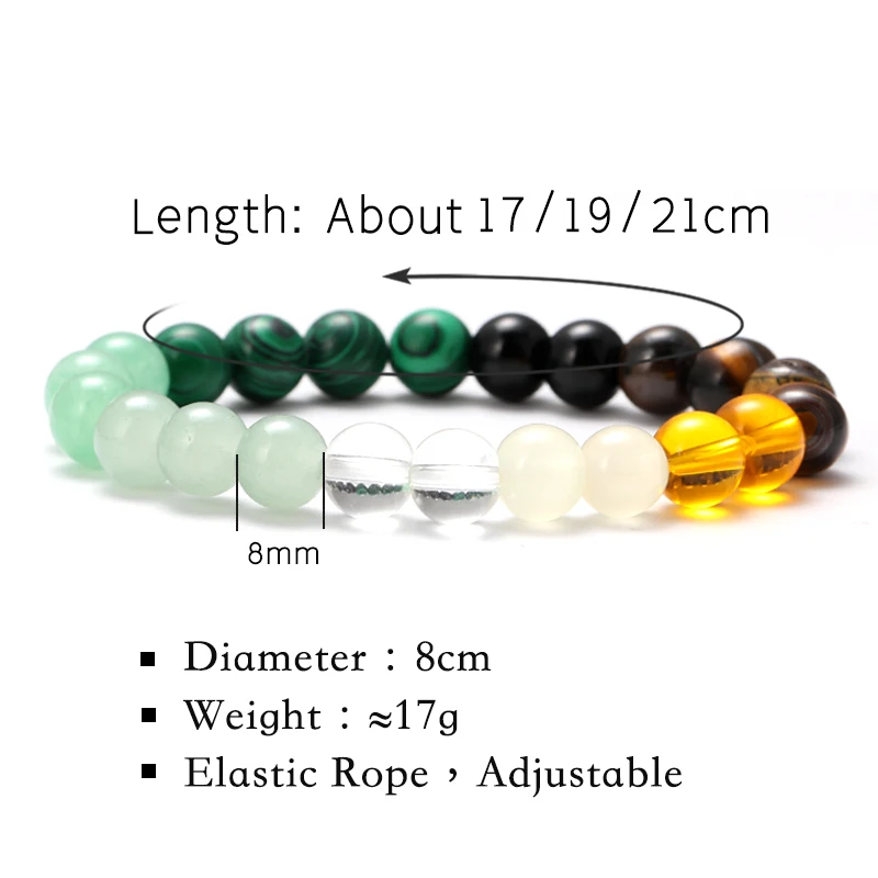 Dad Gifts from Son Natural Stone Bracelet Women Men Attract Good Luck Money Health Green Malachite Tiger Eye Beads Bangles