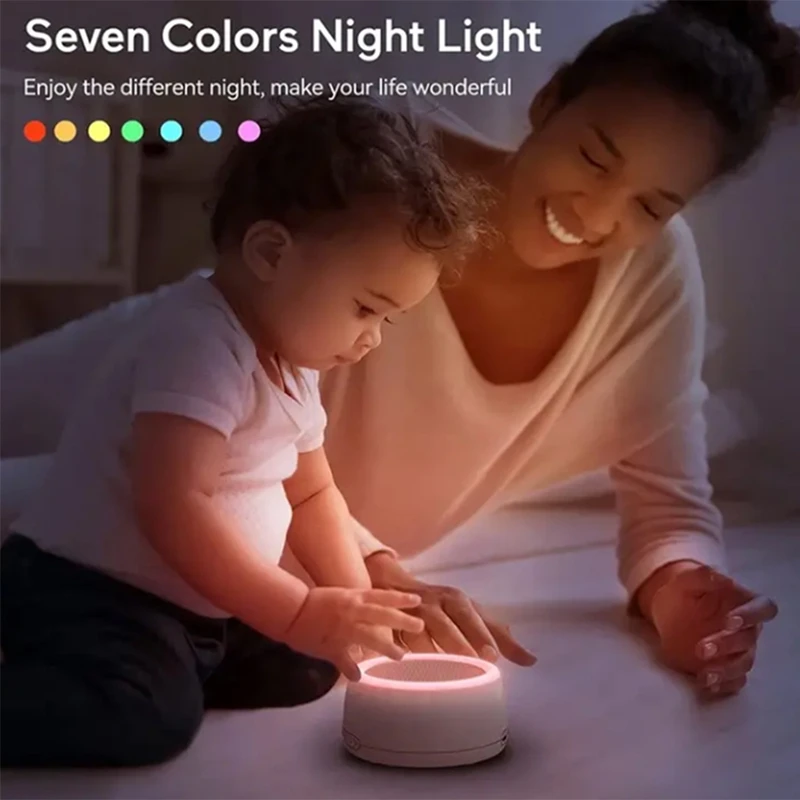 White Noise Machine Bluetooth-compatível Speaker, alto-falante temporização recarregável para adulto e bebê dormindo