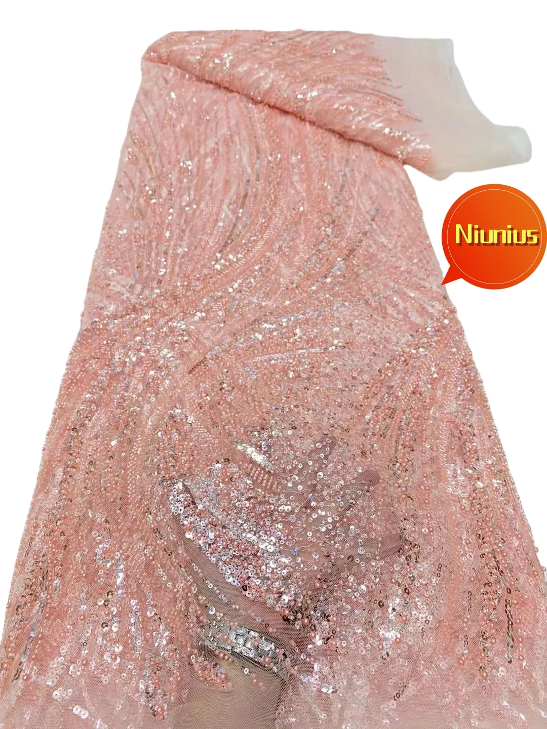 

High Quality Latest Elegant Soft Embroidery Tulle Lace With Nice Beads Fabric for Wedding Party Dress NN2881_Z