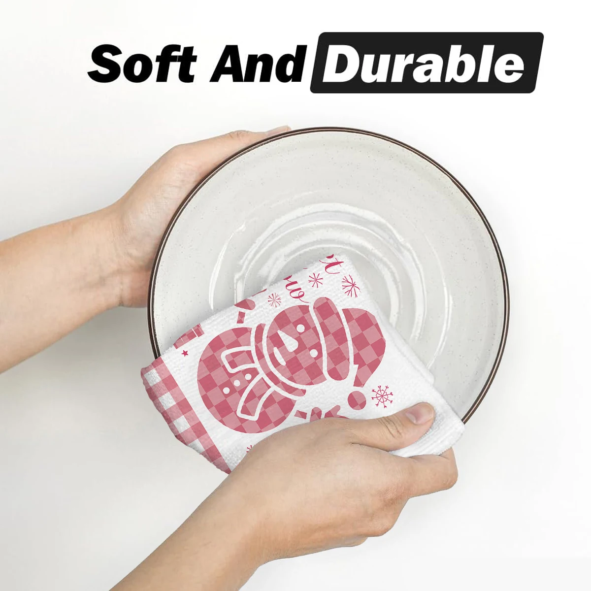 4/6 قطع من مناشف المطبخ لعيد الميلاد، شبكة الجاموس الوردي، شاحنة قزم شتوية، تصميم رجل الثلج، أطباق بنمط مطبوع، سهلة التنظيف #6