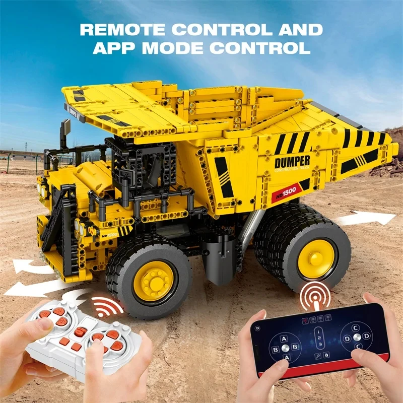 1622PCS Mining Dump Truck Building Blocks City Engineering Car Model Bricks Technology RC Car Model Children\'s DIY Toys Gifts