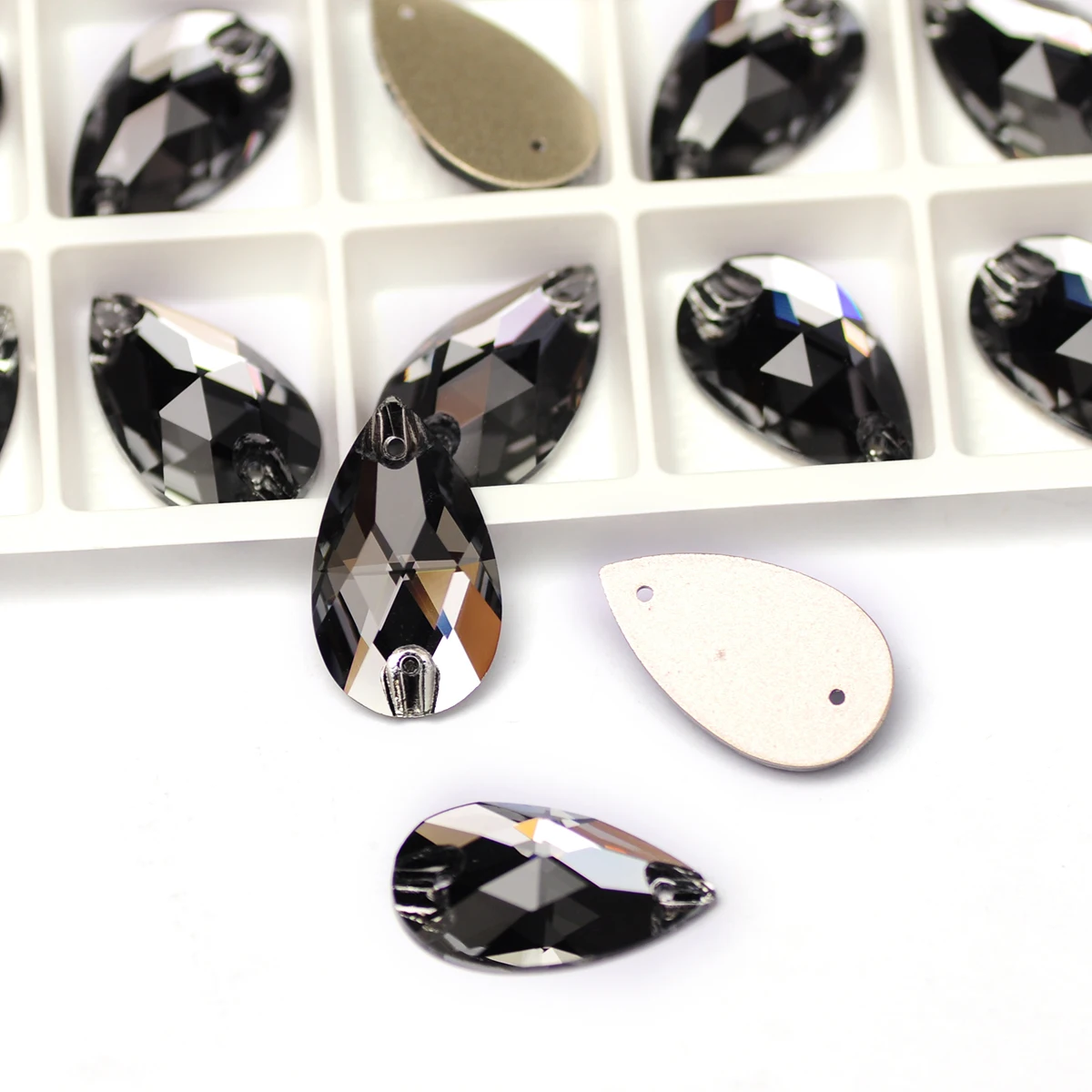 Black Diamond Colors Shapes Sew on Rhinestones Glass Crystal Flatback Sew-on Stone Beads for Garment Dress Craft Supplies