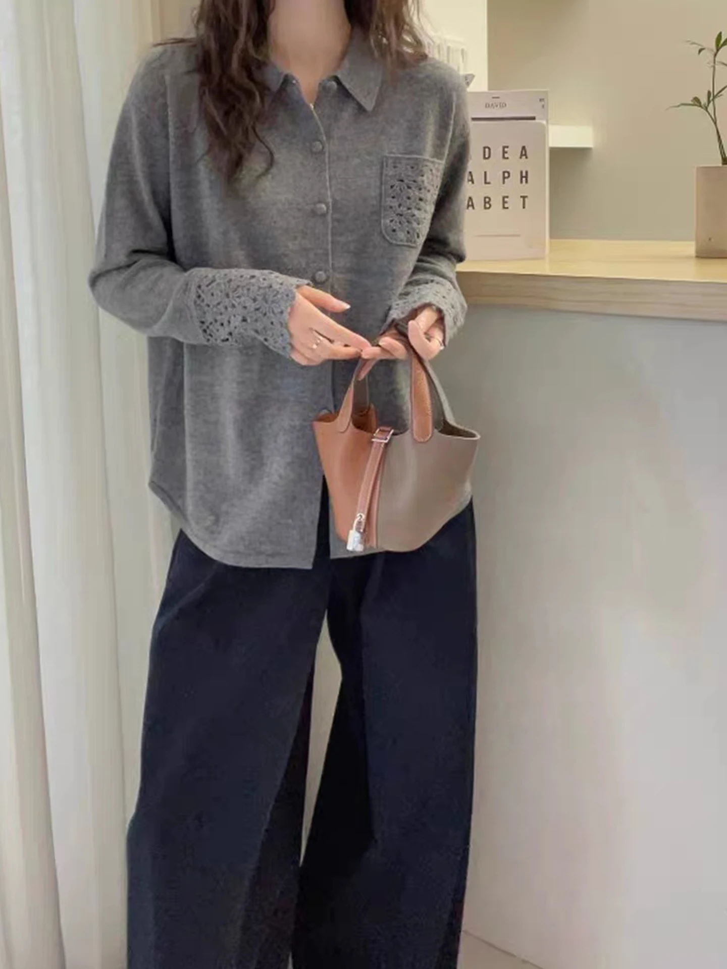 Laid-ba  Ne Knitwear Long Sve Loose Fit Versatile Single Button Winter Faionable Sweater Comfortable Korean Sle