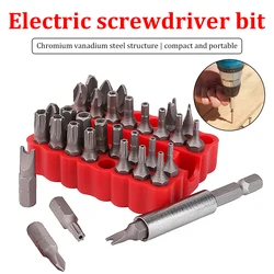 33pcs Security Bit Set Holder Screwdriver Bits Set Quick Release Bit Holder Cross Head Extension Rod Kits  with Extension Bit