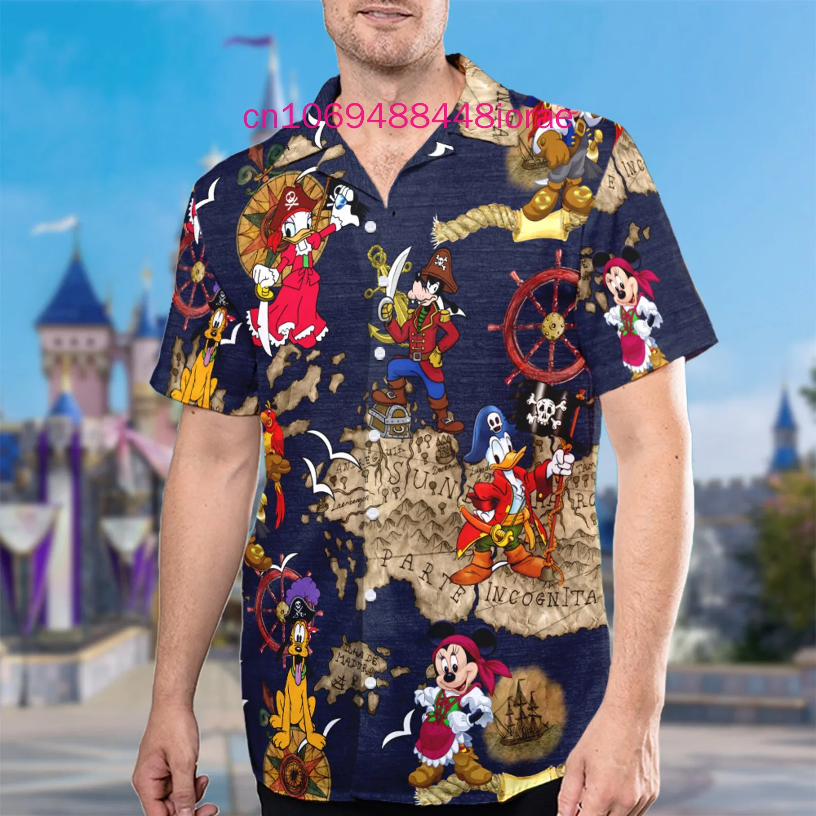 Spring and summer New Pirates of The Caribbean Hawaiian Shirt  3D Print Men's And Women's Kids Button Down Short Sleeve Shirt