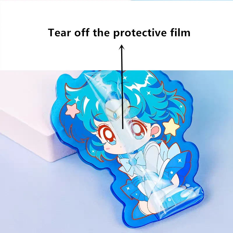 Custom Colorful Acrylic Key Chain Cute Cartoon Figure Keychain With Colored Background Backpack Pendant Desk Decoration Standee view 4