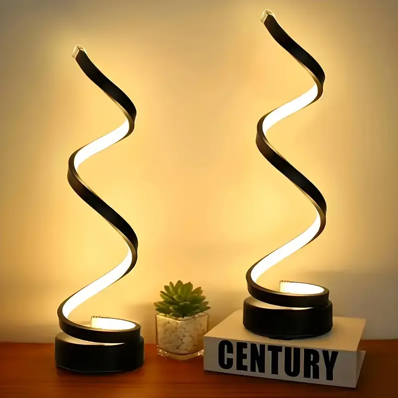 

Classic Spiral Decorative Table Lamp 3 Color Adjustable USB Powered Bedside Lamp for Office Bedroom Night Light LED Bar Lamp