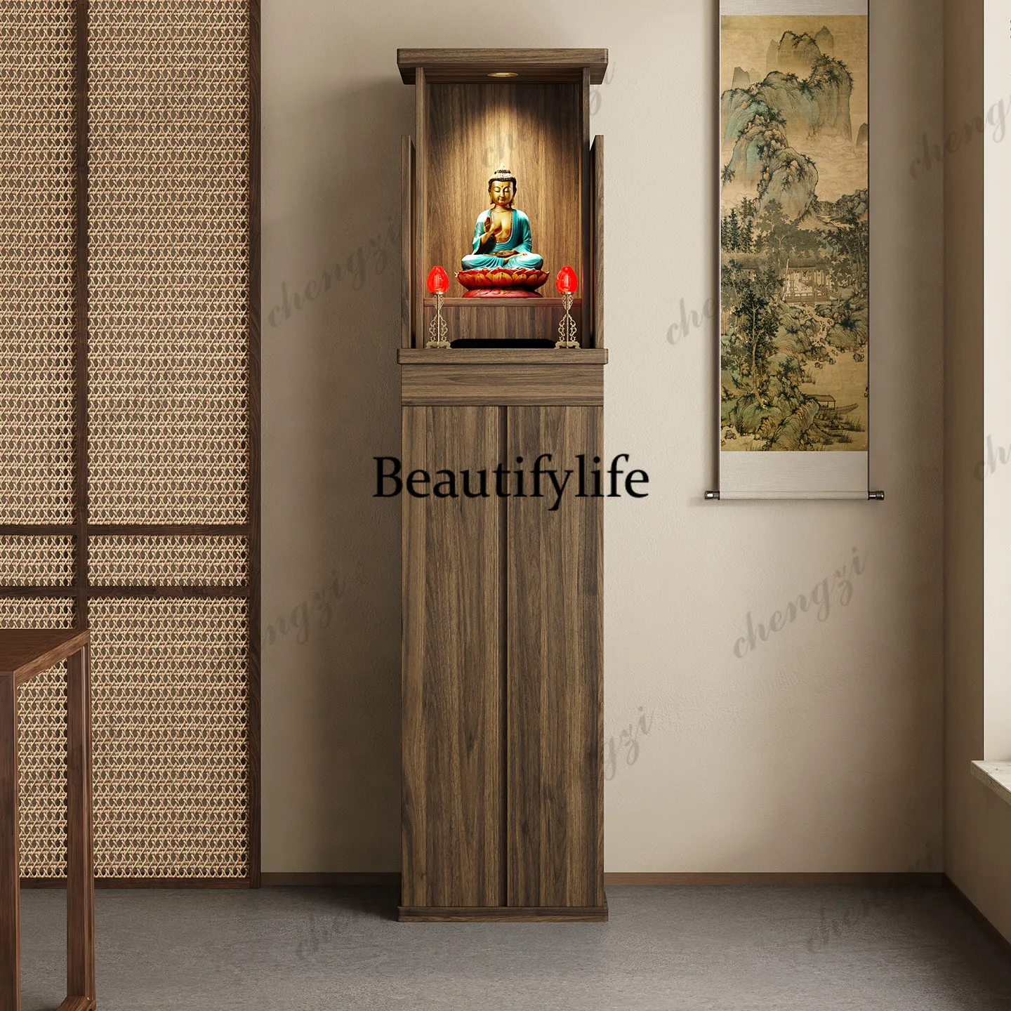 Solid wood new chinoiserie  living room altar table god of wealth cabinet guanyin bodhisattva incense altar table altar table