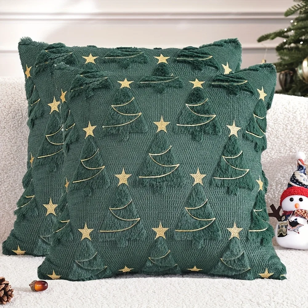 Christmas Tree 18x18 Throw Pillow Covers Soft Fluffy Pillowcases for Home Decorative Boho Pillow Covers for Couch Bedroom 45x45