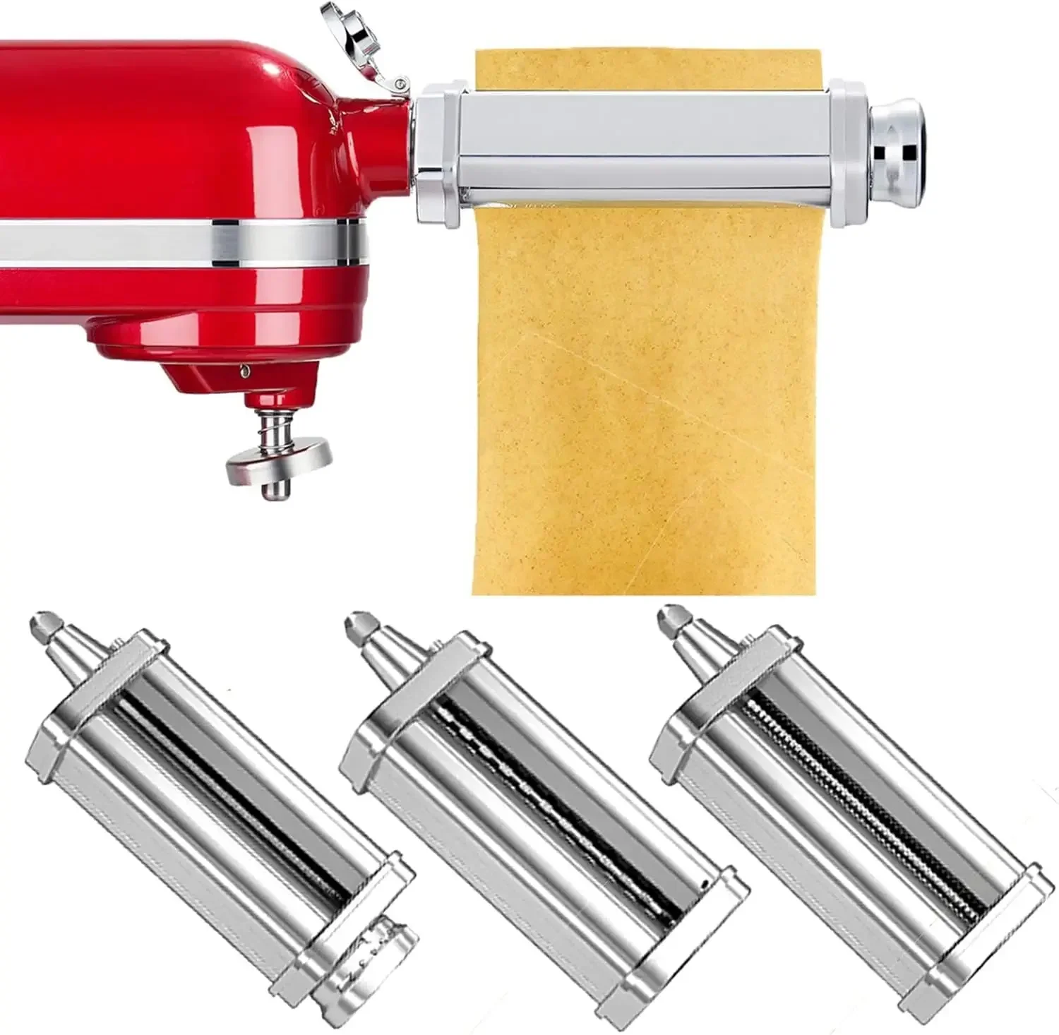 Stainless steel Pasta Maker Attachments for all KitchenAid Stand Mixer, Pasta Sheet Roller Fettuccine Cutter Spaghetti Cutter