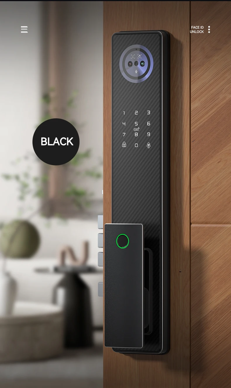 Sinovo  Premium Tuya Smart  Fully Automatic 3D Face Recognition Door Lock with 4.5 Inch  Indoor Display Screen for Security