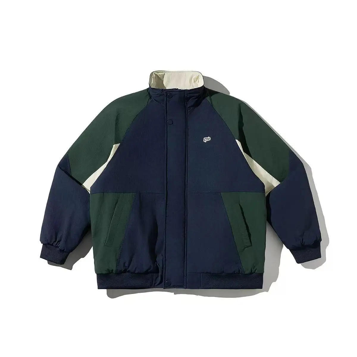 

Thiened Cotton Jaet Stand Collar Men's Casual Sle Warm Winter Coat Polyester Filling Long Sve Regular Length Jeans