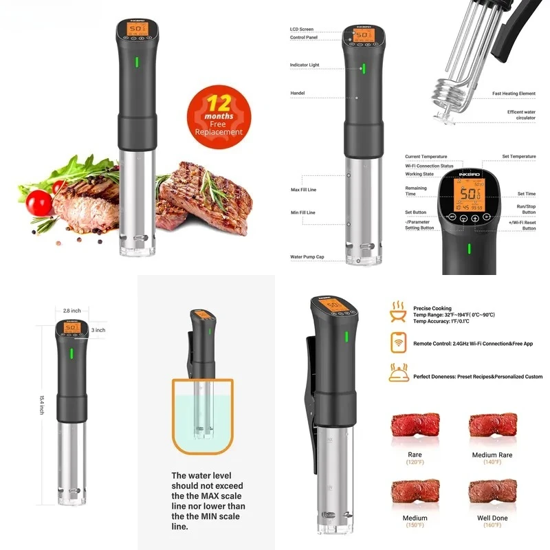 INKBIRD Culinary Sous Vide ISV-200W Wi-Fi Precision Cooker Powerful&Durable Immersion Circulator with Stainless Steel
