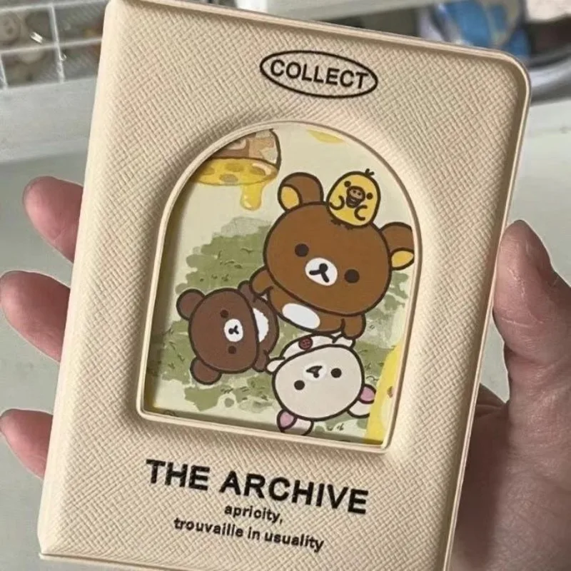 Cute Rilakkuma 3-inch card book, antique photo album, star chasing photo card, 20 inner pages, small book storage book