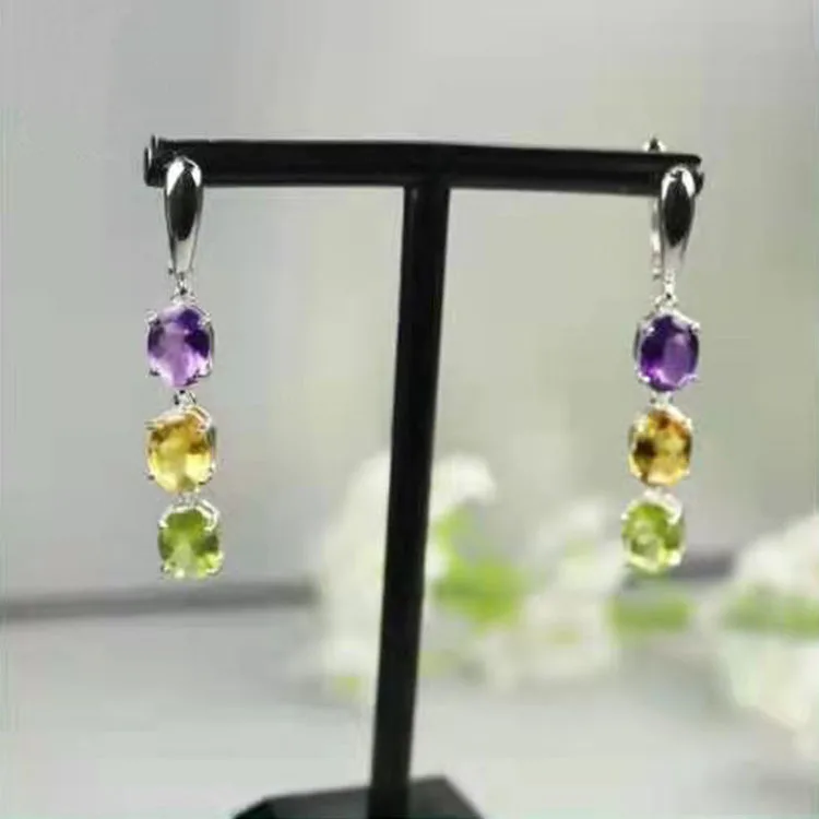 European and American U-shaped Design Women\'s Long Earrings Colorful Crystal Earrings Women\'s Party Wedding Engagement Jewelry