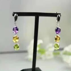 European and American U-shaped Design Women's Long Earrings Colorful Crystal Earrings Women's Party Wedding Engagement Jewelry