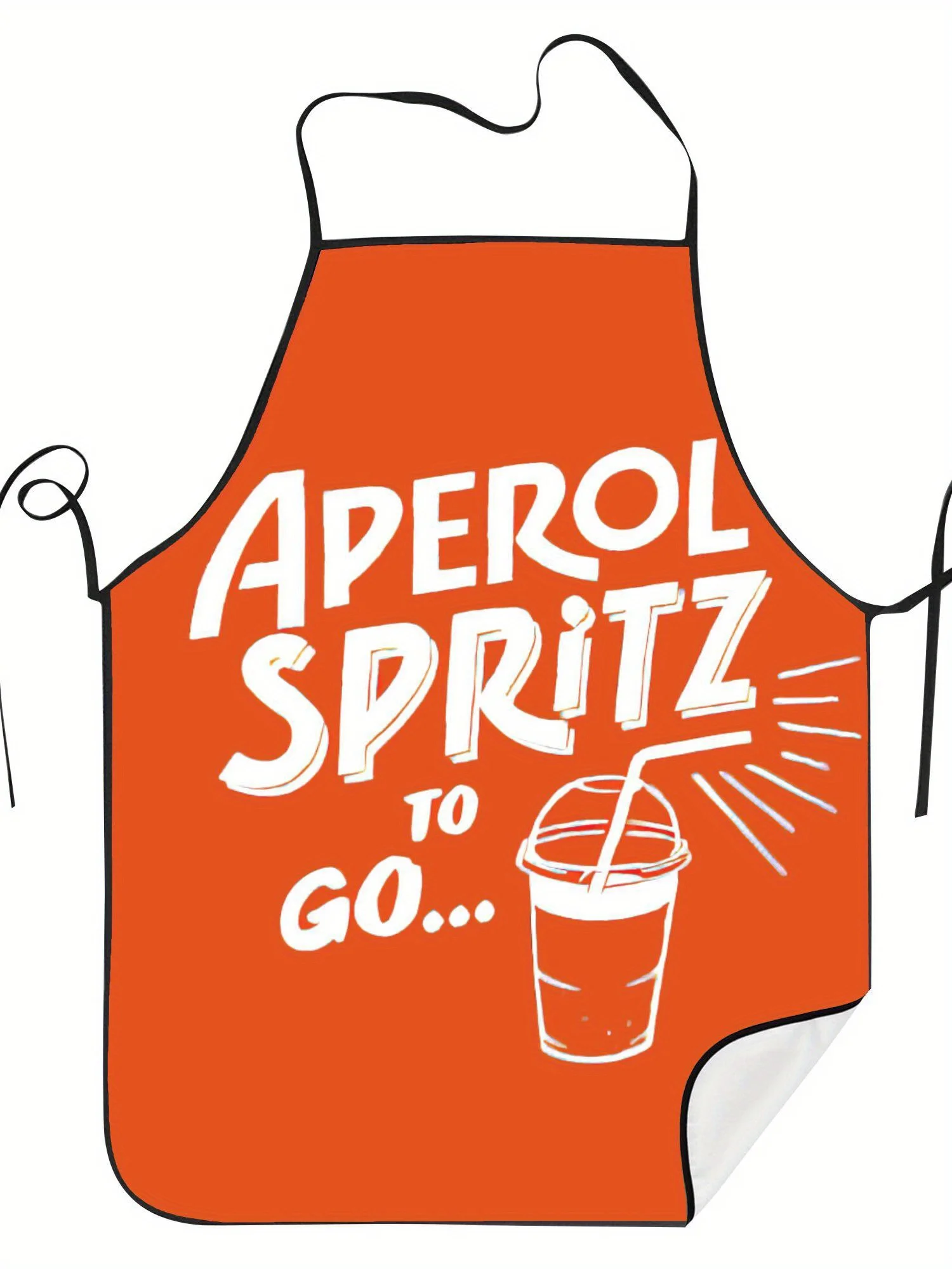 Delantal “Aperol Spritz to Go” – Naranja Intenso con Tipografía Blanca e Ilustración de Cóctel, Poliéster, Regalo Unisex para Bar/Cocina