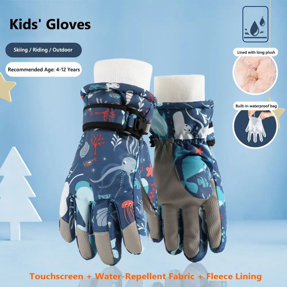 

Winter Kids Ski Gloves Snowboarding, Sledding Warm Fleece-Lined Children's Snow Gloves Cycling, Skiing Kids Touchscreen Gloves