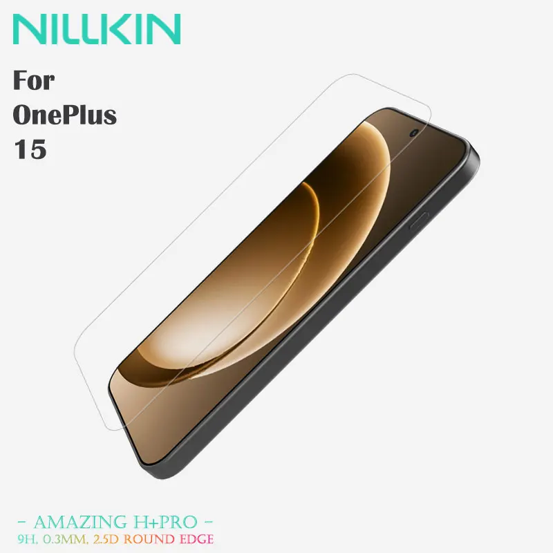 

For OnePlus 15, NILLKIN Amazing H+PRO Screen Protector, Nanometer Oleophobic Coating, 2.5D Edging Craft, Anti-Explosion 9H Glass