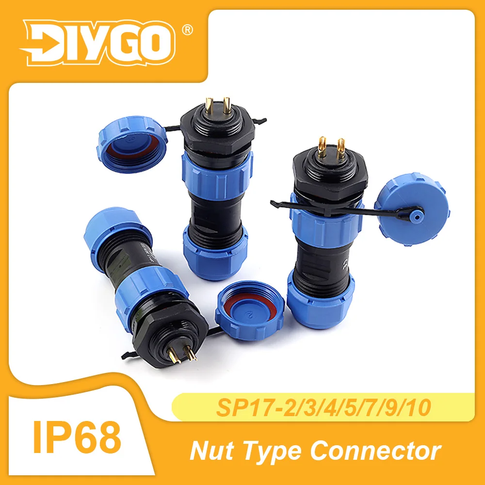 SP17 Back Nut Welding Aviation Plug 2/3/4/5/7/9/10Pin IP68 Waterproof Solder Electrical Wiring Connector Plug Socket Male Female