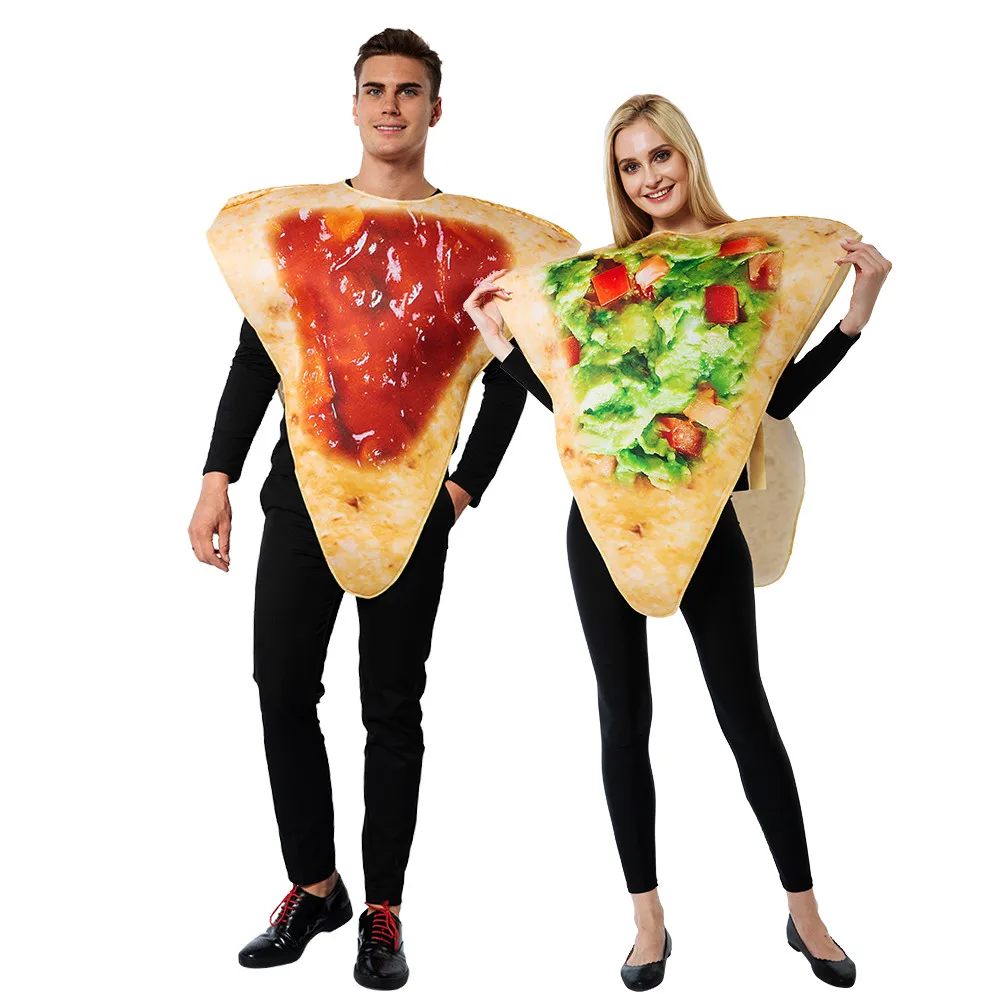 Volwassen Grappige Pizza Slice Cosplay Kostuum Mannen Vrouwen Halloween Voedsel Paar Outfits Carnaval Pasen Purim Fancy Dress