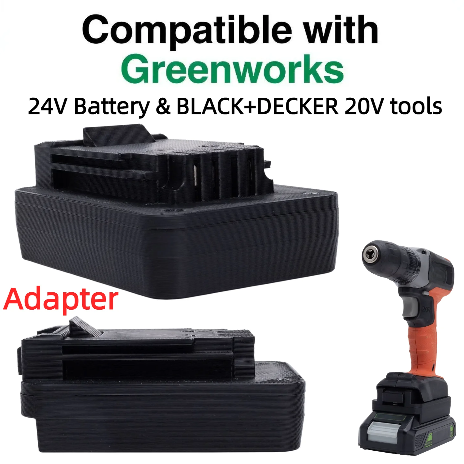 

For Greenworks 24V Series Li-ion Battery TO BLACK+DECKER 20V Series Cordless Power Tools Battery Adapter/Converter(Only Adapter)