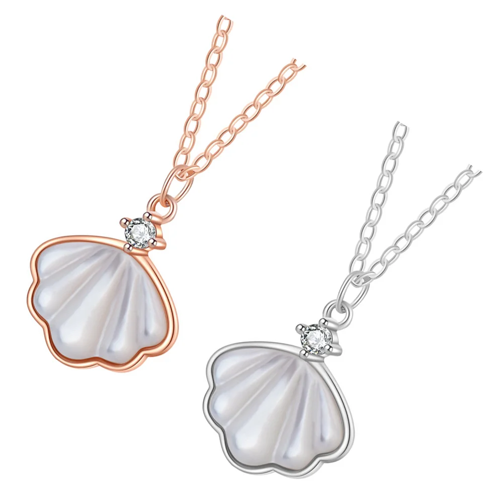 

2pcs Titanium Steel Shell Necklace for Women Girls Pendant Jewelry Decorative Mother Gift Fashion Party Accessories
