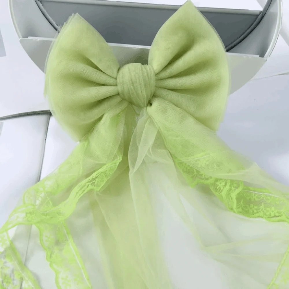 Elegant Lace Curtain Bow Tiebacks Dreamy Style Belt Tied Curtain Strap Bow-knot Design Solid Color Curtain Zip Ties