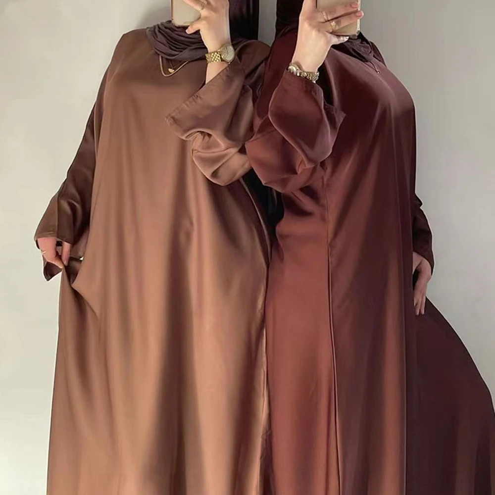 Dubai Abaya Muslim Dress for Women Ramadan Jibab India Satin Arab Abayas Turkey Eid Robe Musulman Long Dress Islamic Clothing