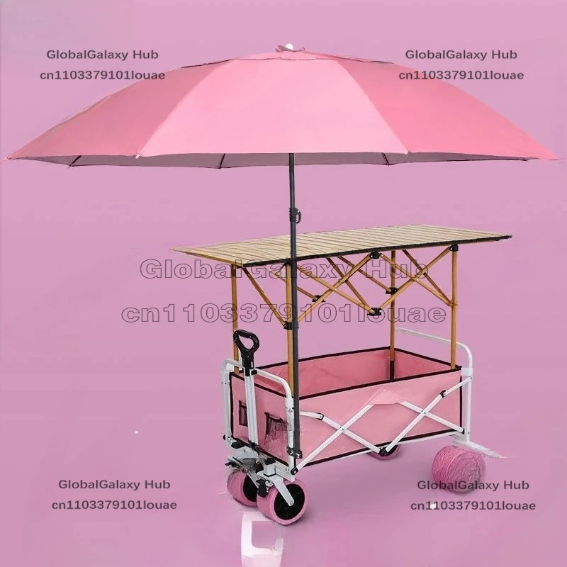 

Stall trolley shopping camping picnic cart folding table portable liftable night market rice noodles sausage with parasol