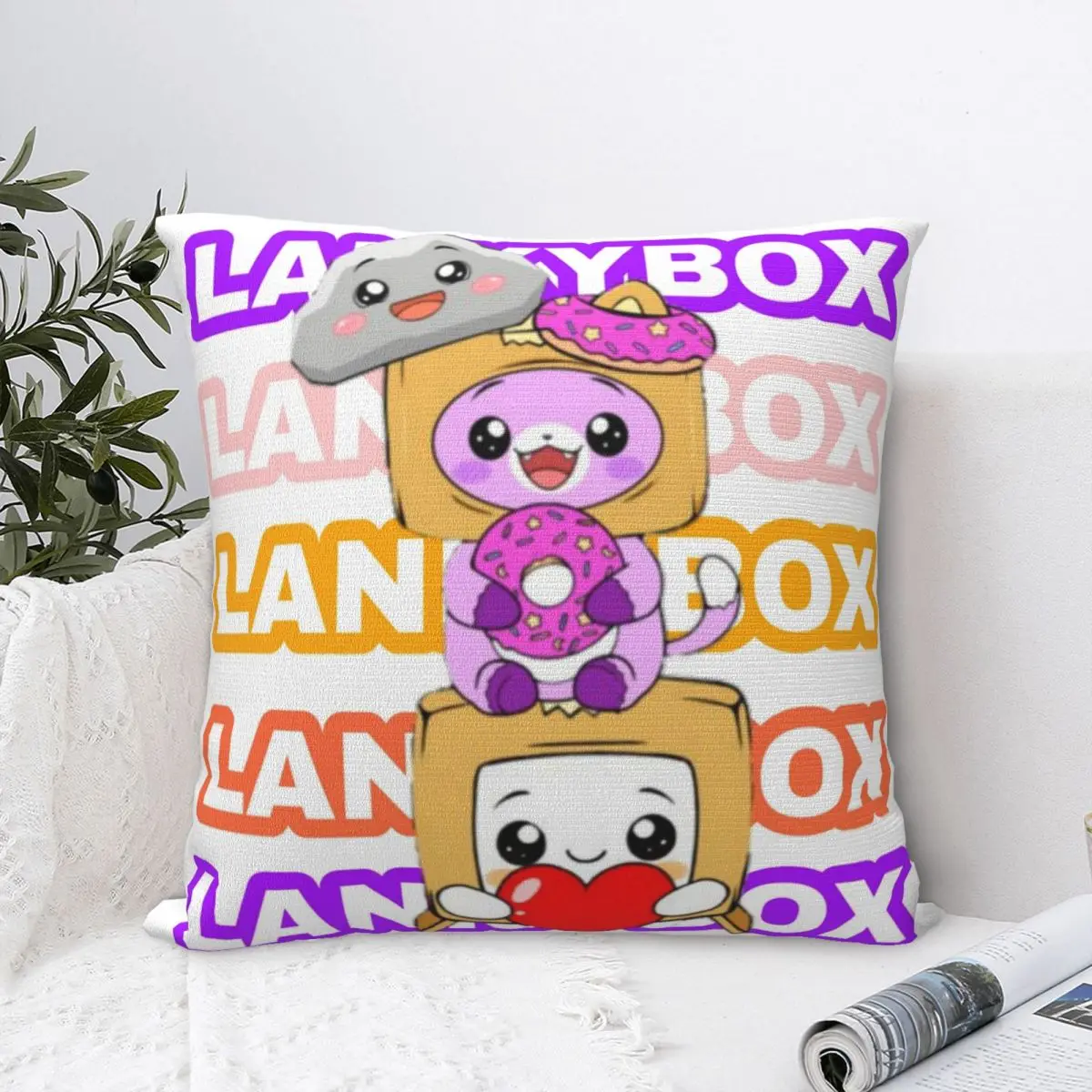 Cute Rocky Foxy Square Pillow Cases Lankybox Cartoon Cushion Cover Funny Polyester Decor Pillowcase for Seat 40x40cm