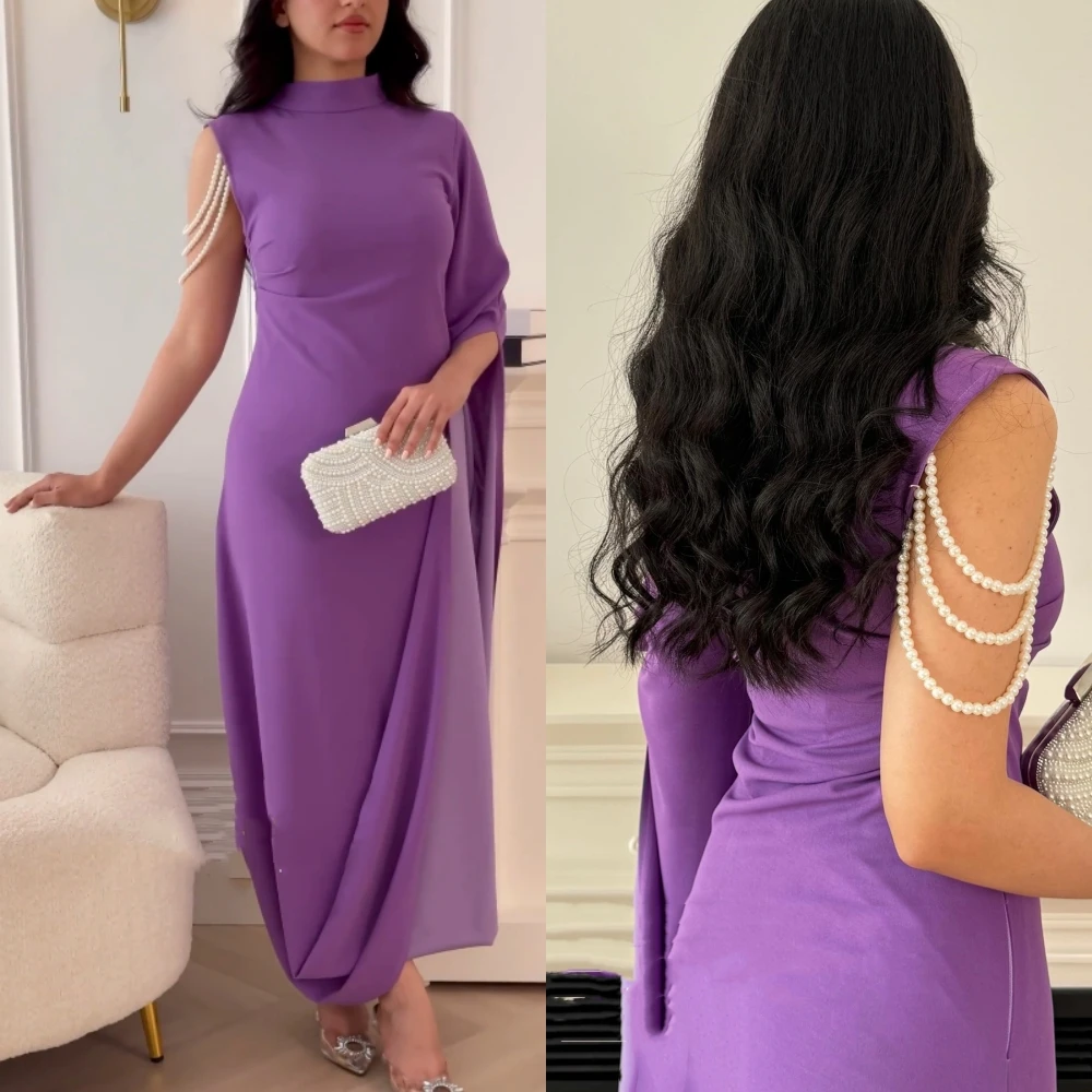 Baljurk Saudi Arabië Prom Jersey Plooi Prom A-Line One-Shoulder Op Maat Gemaakte Gelegenheidsjurk Midi-Jurken