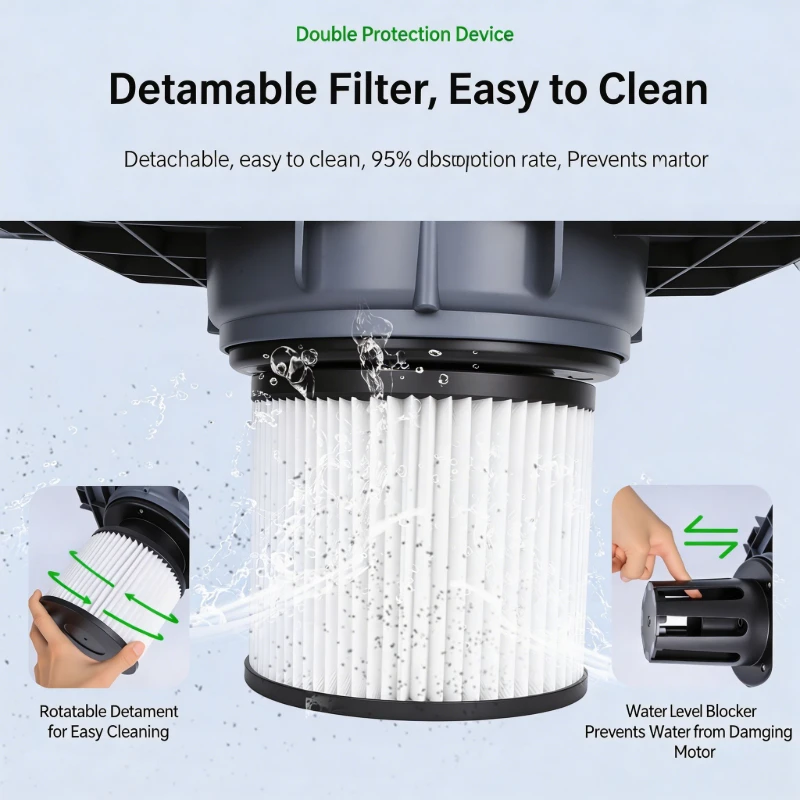 Wall-mounted Vacuum Cleaner 2100W High Power Wet/Dry Use 10m Hose Strong Suction for Car Wash Shop Auto Beauty Commercial Use