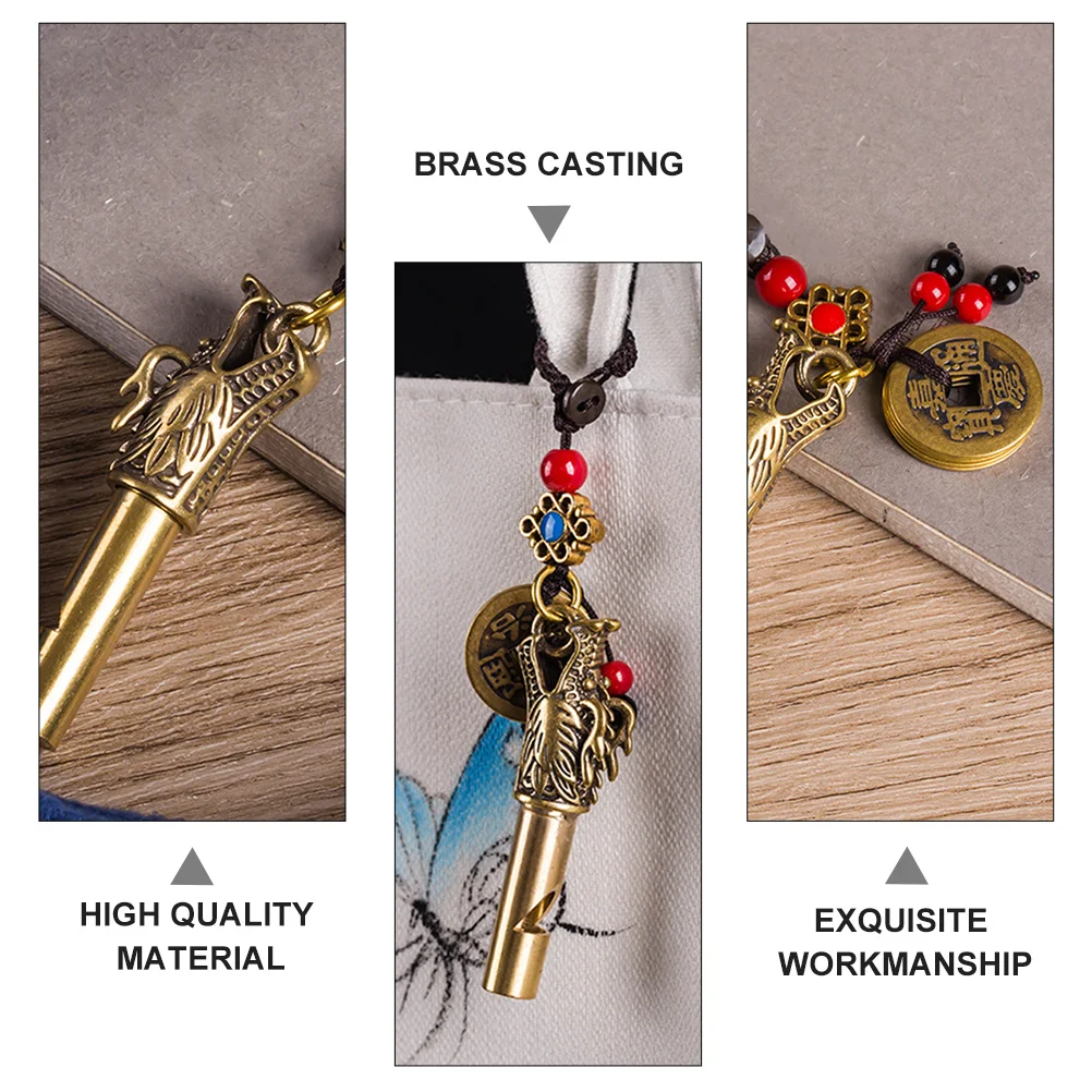 1Pcs Exquisite Pendant Whistle Premium Brass Retro Delicate Whistle Multi Functional Key Ring Pendant for Outdoor Emergency Use